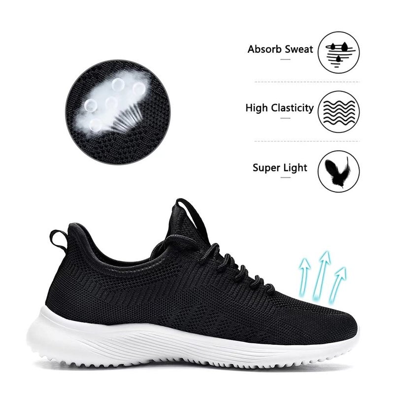 Lamincoa Womens Slip On Walking Shoes Non Slip Casual Road Running Lightweight Mesh Fashion Sneakers for Gym Travel Workout Black White - Image 3